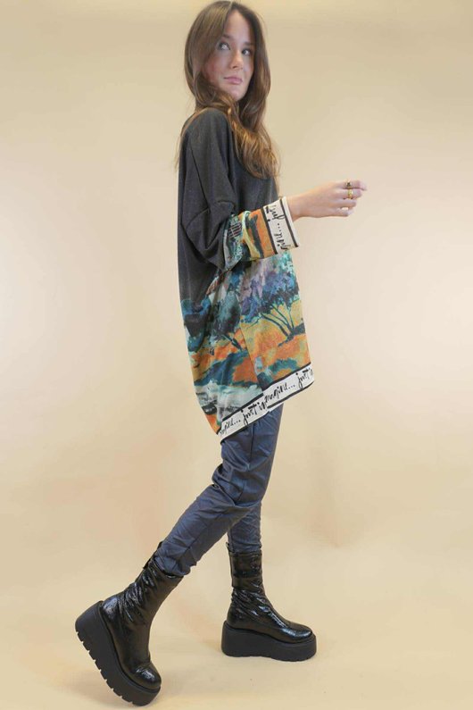 Roscoe Lurex Relaxed Knit Top Tuscan Black  /13=